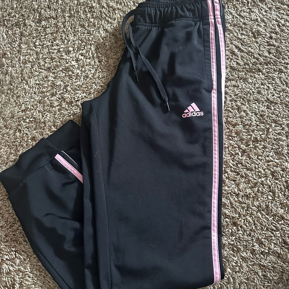 Adidas Black and Pink Track Pants